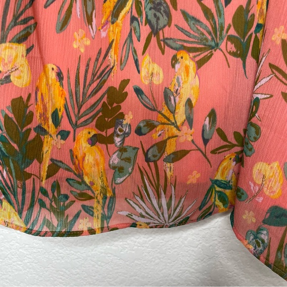 LC Lauren Conrad Women's Flutter Sleeve Peasant Top Nature Birds, XXL - Picture 6 of 11